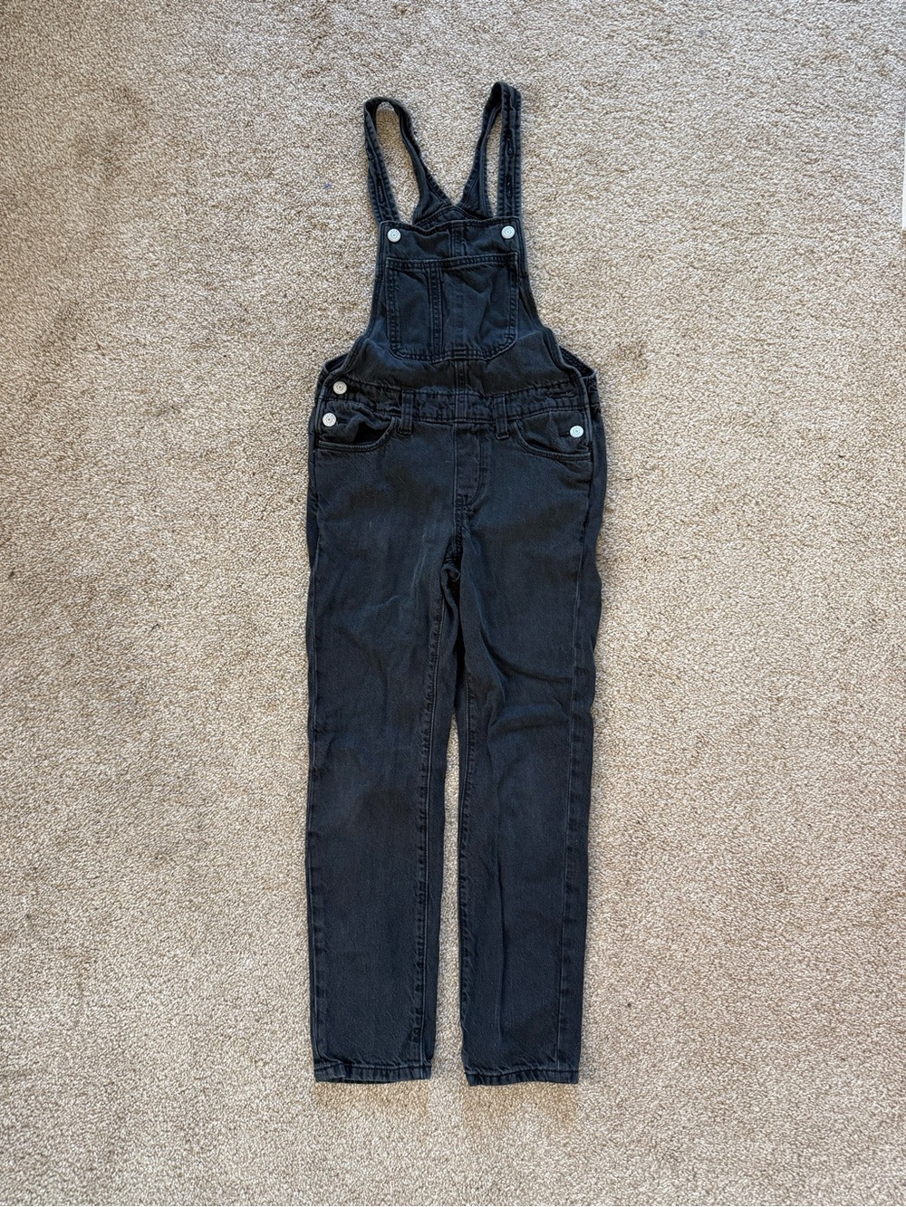 Old Navy Girls Large (10-12) Vintage Wash Black Denim Overalls